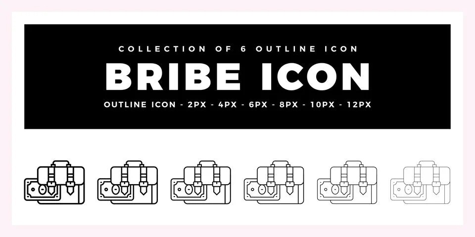 Pack of 6 Outline Vector Bribe icon Stock Illustration