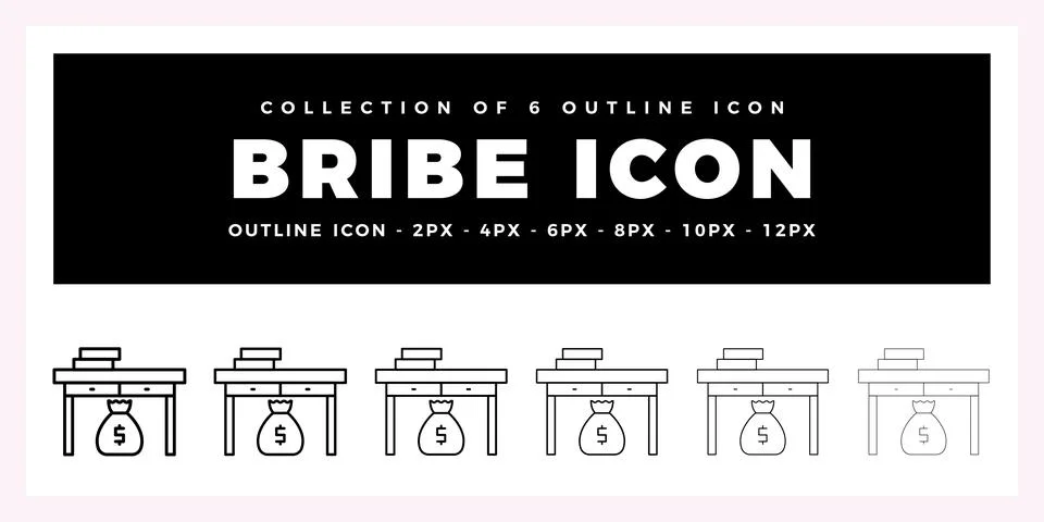 Pack of 6 Outline Vector Bribe icon Stock Illustration