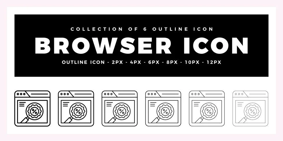 Pack of 6 Outline Vector browser icon 스톡 일러스트