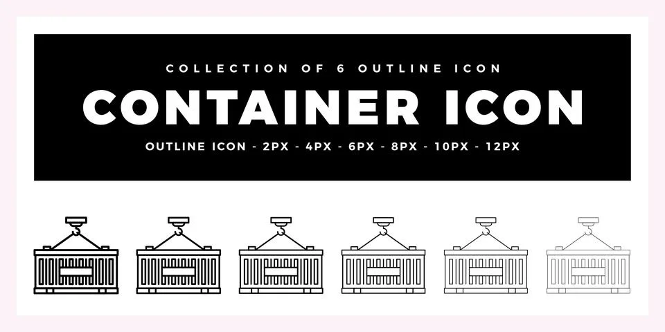 Pack of 6 Outline Vector Container icon Illustrazione stock