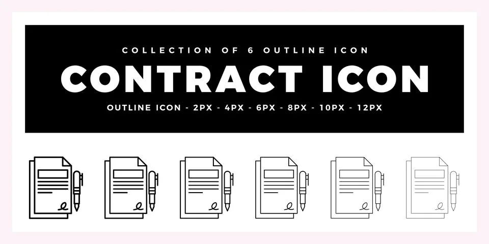 Pack of 6 Outline Vector contract icon 库存插图