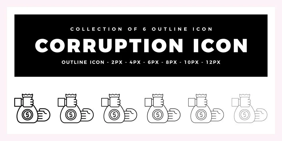 Pack of 6 Outline Vector Corruption icon Ilustração Stock
