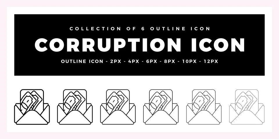 Pack of 6 Outline Vector Corruption icon Ilustração Stock