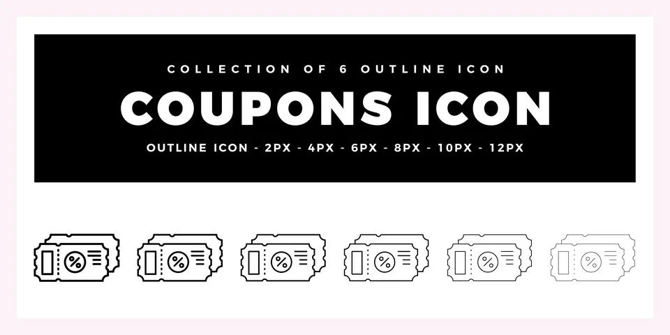 Pack of 6 Outline Vector coupons icon Illustrazione stock