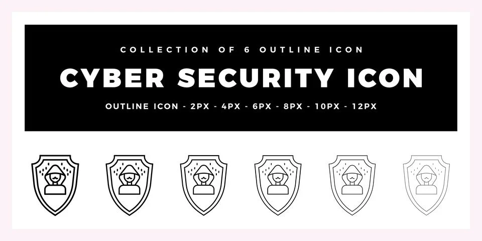 Pack of 6 Outline Vector cyber security icon 스톡 일러스트