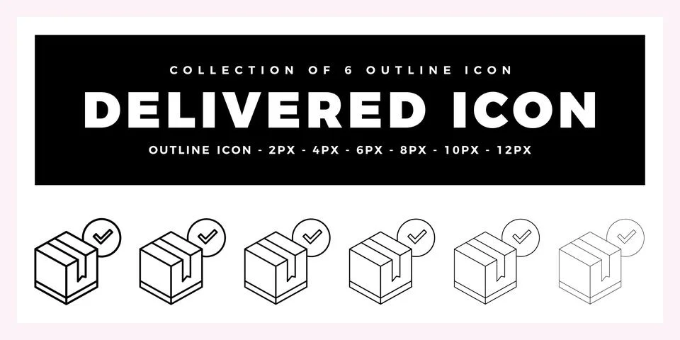 Pack of 6 Outline Vector Delivered icon Illustrazione stock