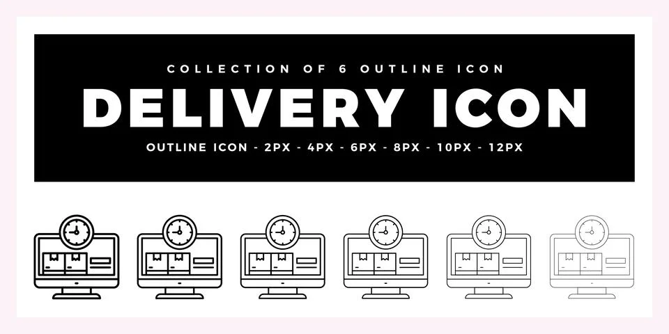 Pack of 6 Outline Vector delivery icon Stock Illustration