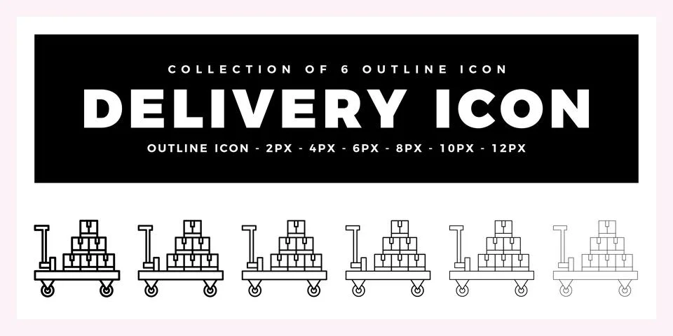 Pack of 6 Outline Vector delivery icon Stock Illustration