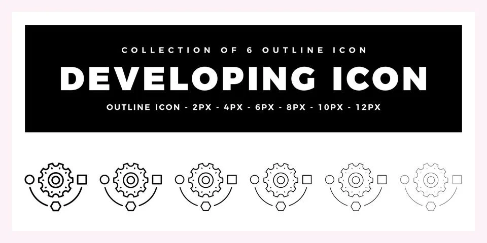 Pack of 6 Outline Vector developing icon Illustrazione stock