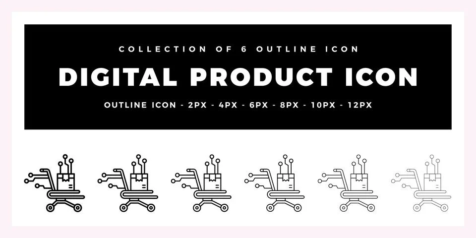 Pack of 6 Outline Vector Digital Product icon Stockillustratie