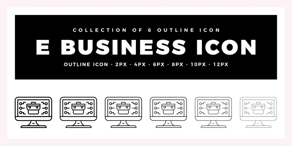 Pack of 6 Outline Vector E business icon Stock-Illustration