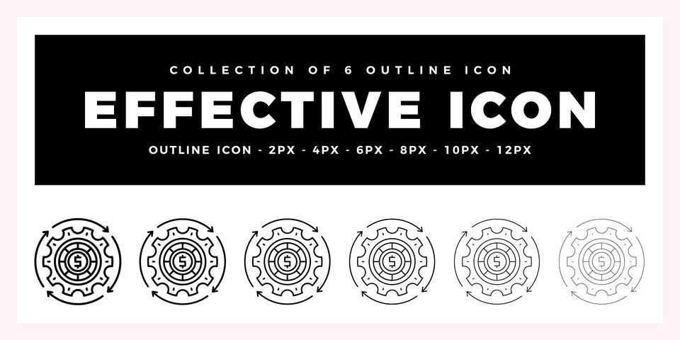 Pack of 6 Outline Vector Effective icon Illustrazione stock