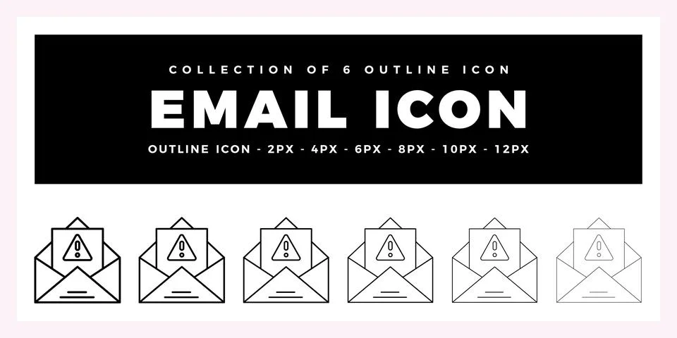 Pack of 6 Outline Vector email icon イラスト素材