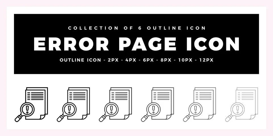 Pack of 6 Outline Vector Error Page icon Illustrazione stock