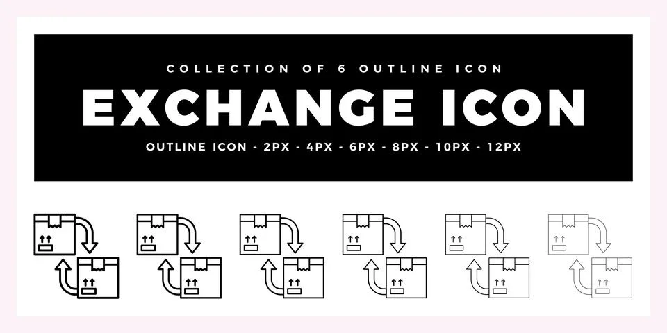 Pack of 6 Outline Vector exchange icon Stock Illustration