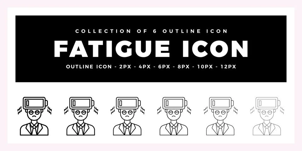 Pack of 6 Outline Vector Fatigue icon Stock Illustration