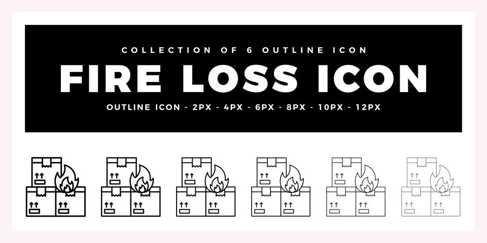 Pack of 6 Outline Vector Fire Loss icon Ilustración de archivo