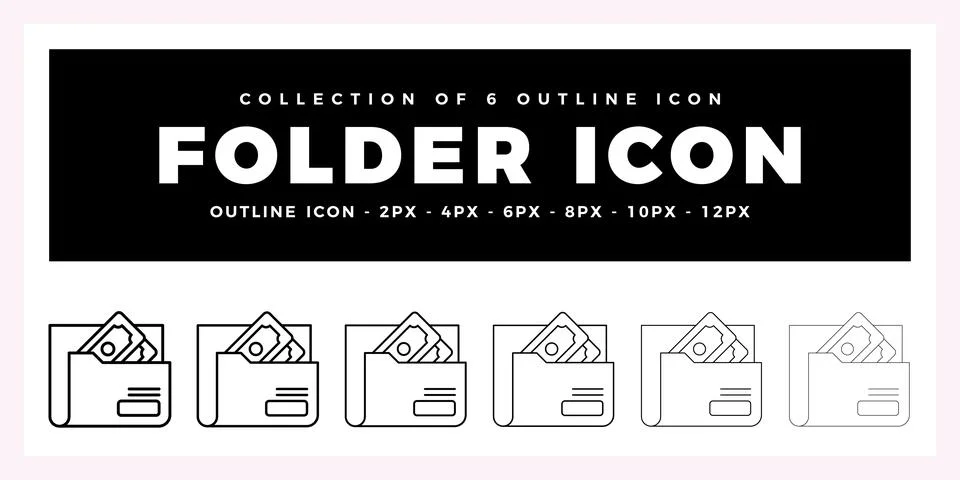 Pack of 6 Outline Vector Folder icon Stock-Illustration