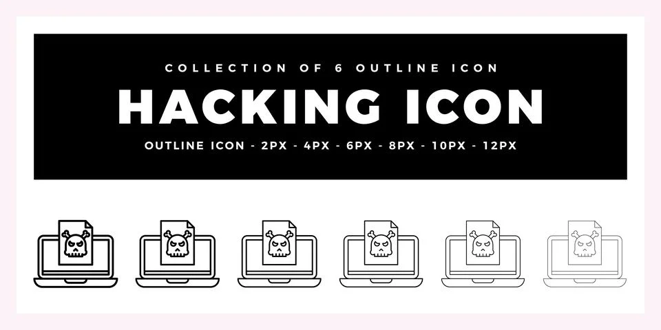 Pack of 6 Outline Vector Hacking icon Stockillustratie