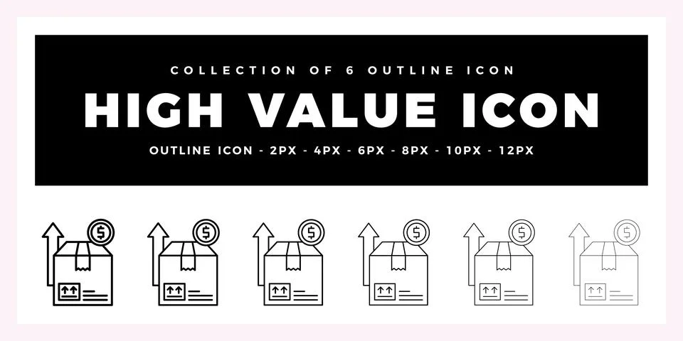 Pack of 6 Outline Vector High Value icon Stock Illustration