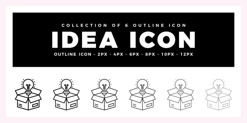 Pack of 6 Outline Vector idea icon Stock Illustration