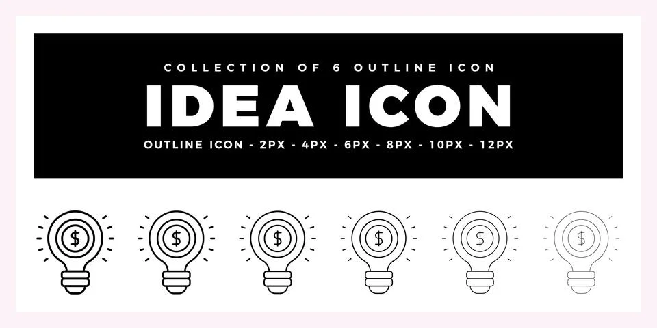Pack of 6 Outline Vector idea icon Illustrazione stock