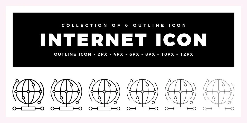 Pack of 6 Outline Vector internet icon Stock Illustration