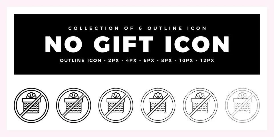 Pack of 6 Outline Vector No Gift icon Illustrazione stock