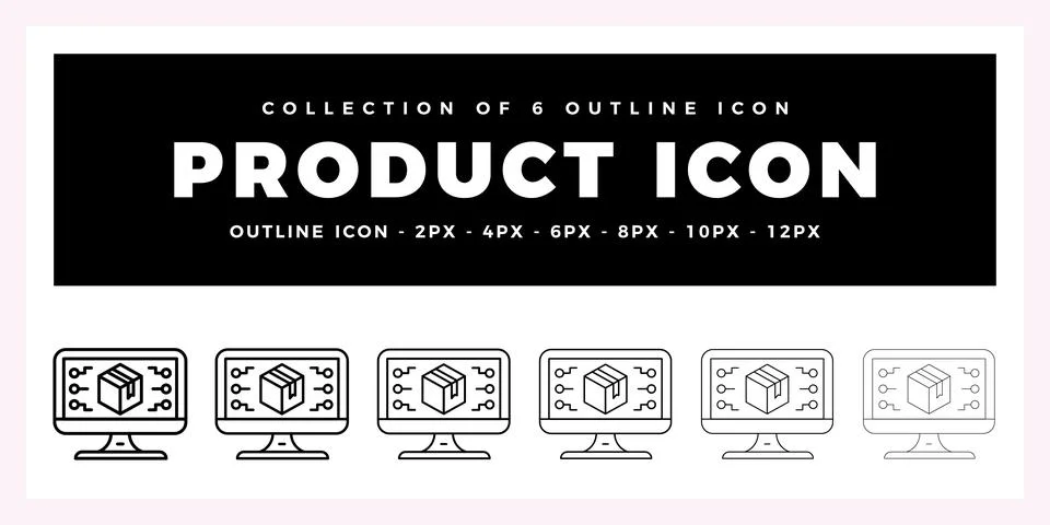 Pack of 6 Outline Vector product icon Stock Illustration