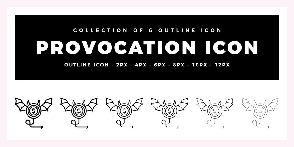 Pack of 6 Outline Vector Provocation icon Stock Illustration