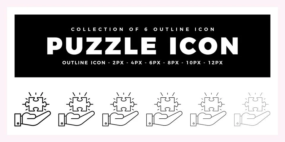 Pack of 6 Outline Vector Puzzle icon Stockillustratie