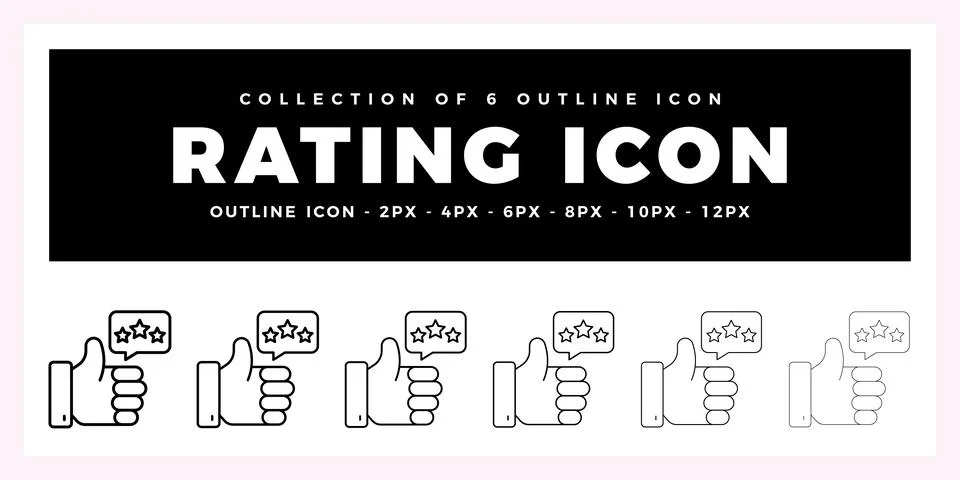 Pack of 6 Outline Vector Rating icon Stock Illustration