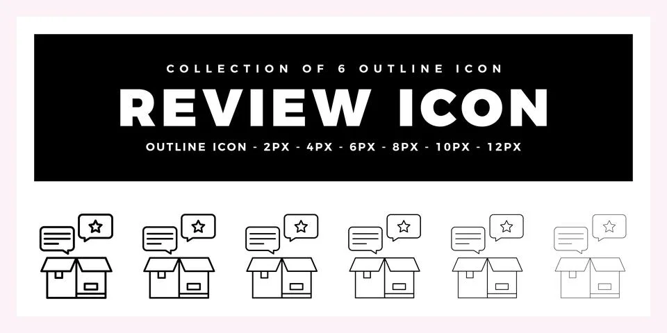 Pack of 6 Outline Vector review icon Stock Illustration