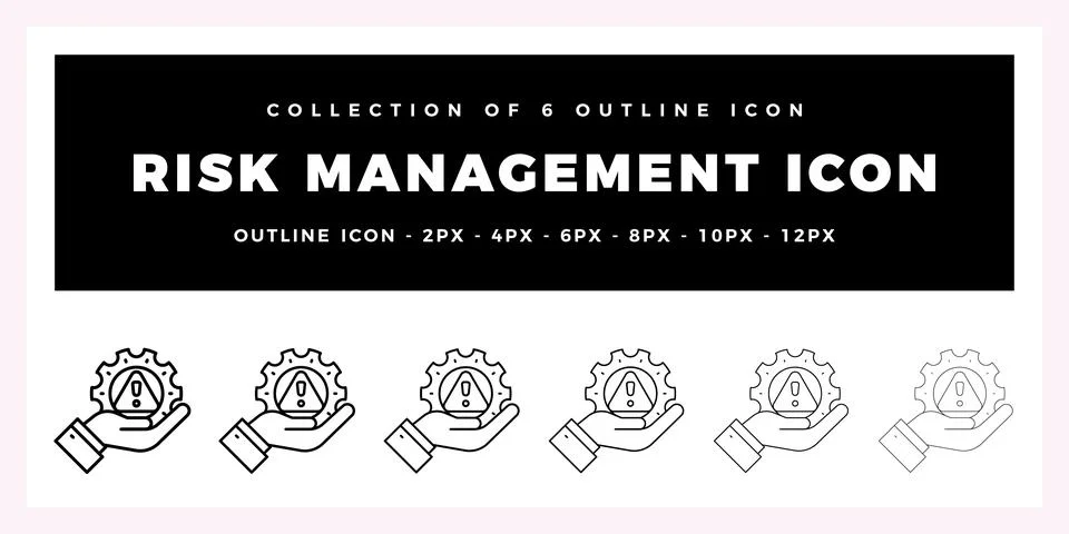 Pack of 6 Outline Vector Risk Management icon Illustrazione stock