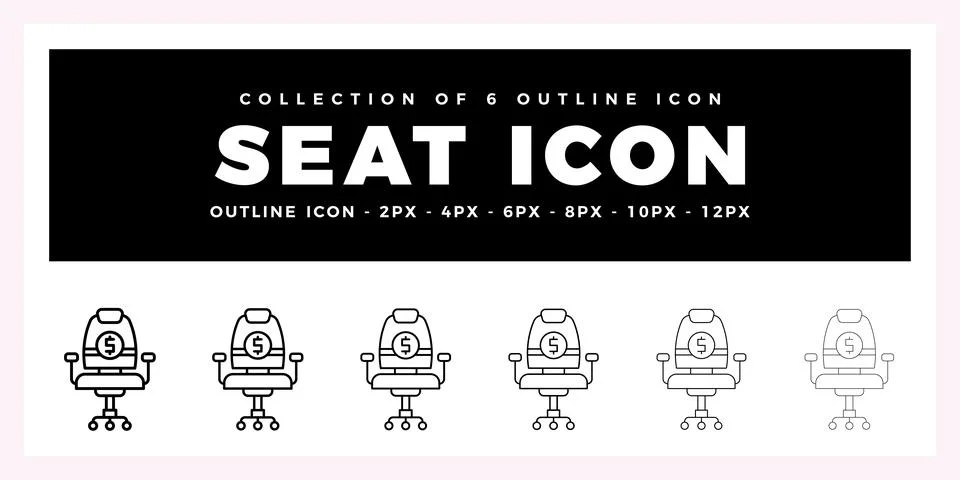 Pack of 6 Outline Vector Seat icon Ilustração Stock
