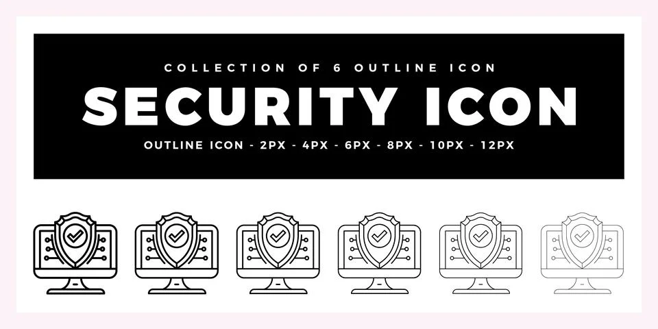 Pack of 6 Outline Vector Security icon Stock Illustration