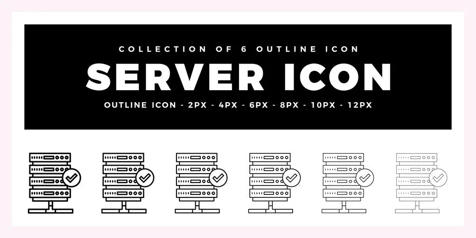 Pack of 6 Outline Vector Server icon Illustrazione stock