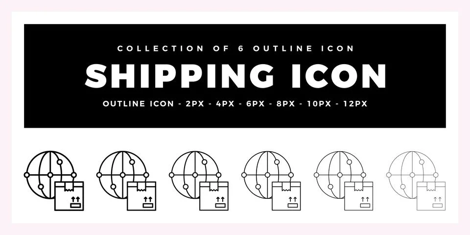 Pack of 6 Outline Vector shipping icon 库存插图