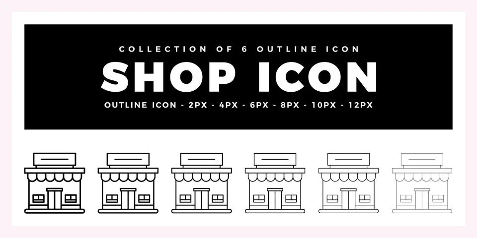 Pack of 6 Outline Vector Shop icon Ilustración de archivo
