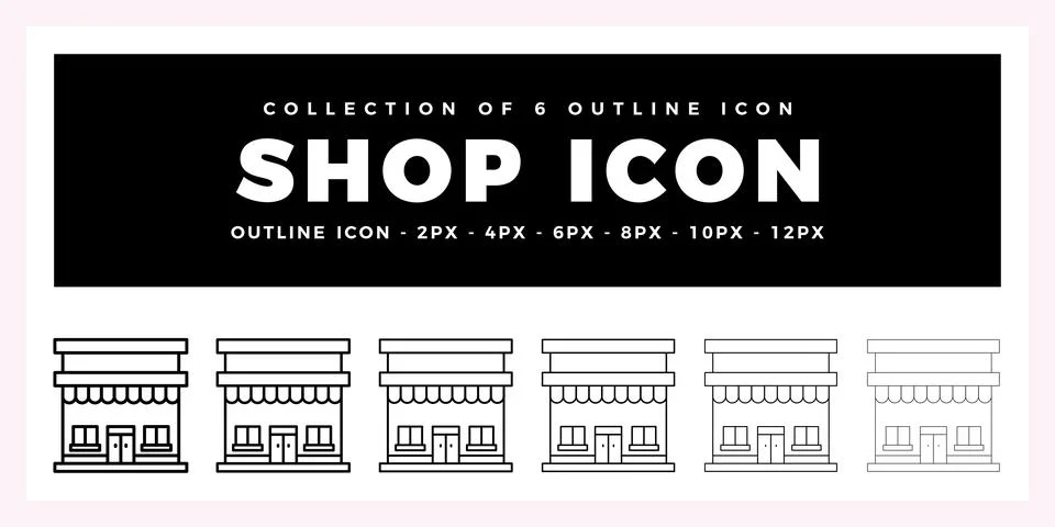 Pack of 6 Outline Vector shop icon Ilustración de archivo