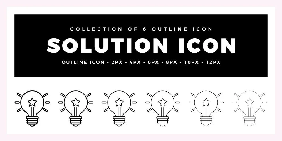 Pack of 6 Outline Vector Solution icon Illustrazione stock