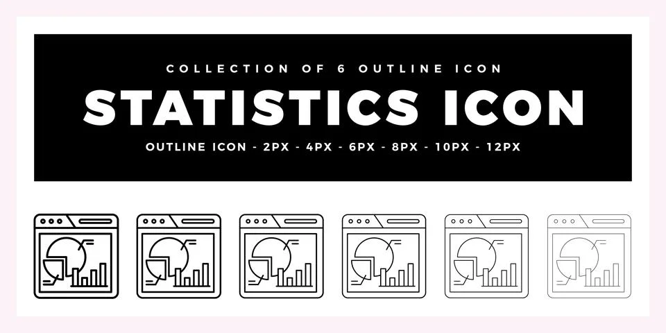 Pack of 6 Outline Vector Statistics icon Stock Illustration