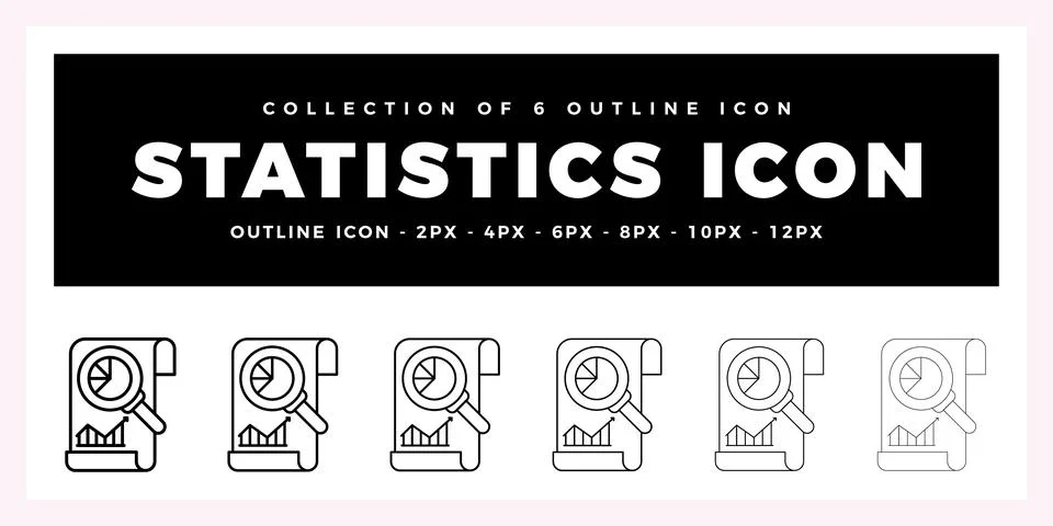 Pack of 6 Outline Vector Statistics icon Stock Illustration