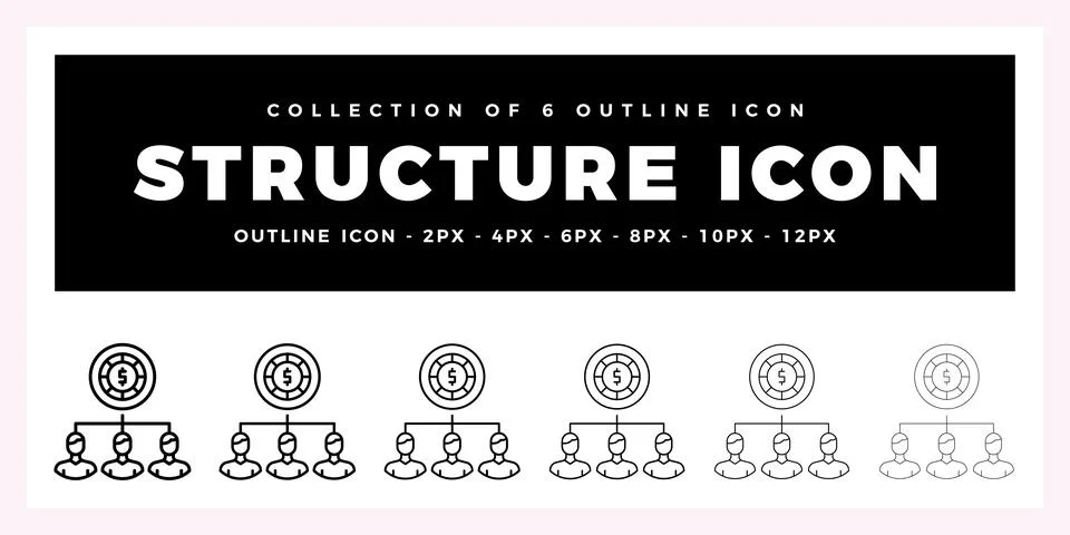 Pack of 6 Outline Vector Structure icon Stockillustratie