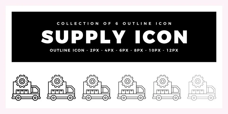Pack of 6 Outline Vector supply icon Stock Illustration