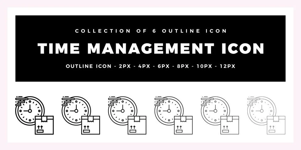 Pack of 6 Outline Vector time management icon イラスト素材