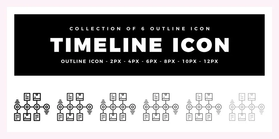Pack of 6 Outline Vector Timeline icon Stock Illustration