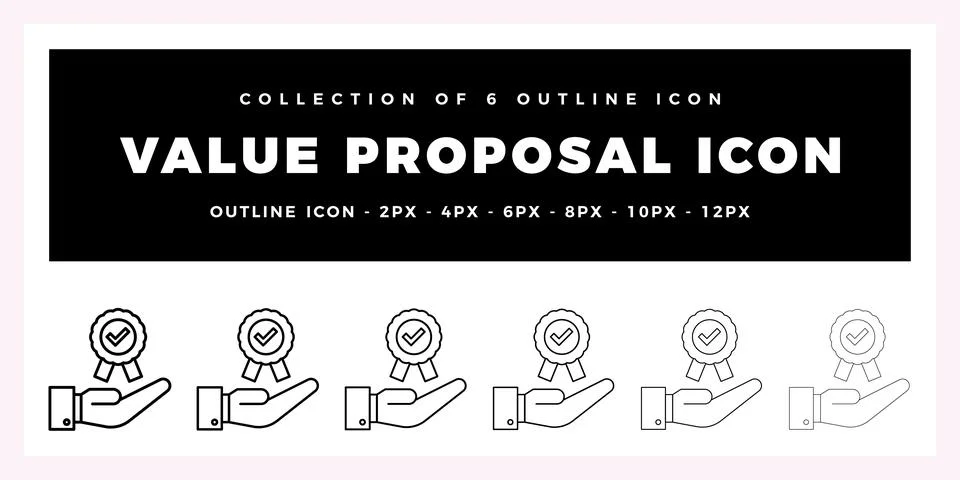 Pack of 6 Outline Vector Value Proposal icon Stock Illustration