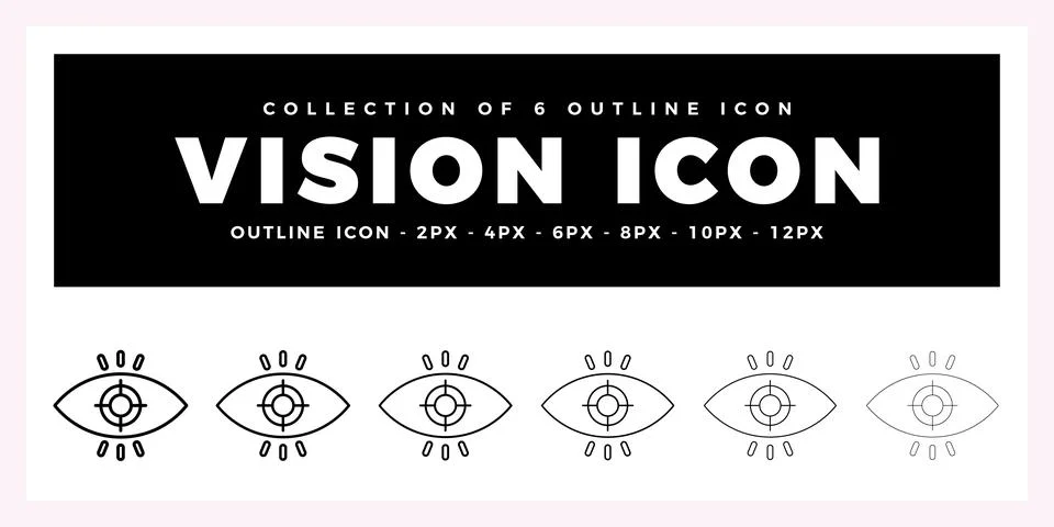 Pack of 6 Outline Vector vision icon Stock Illustration