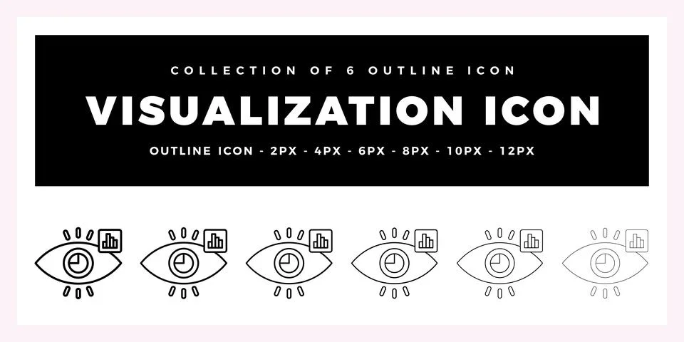 Pack of 6 Outline Vector visualization icon Illustrazione stock